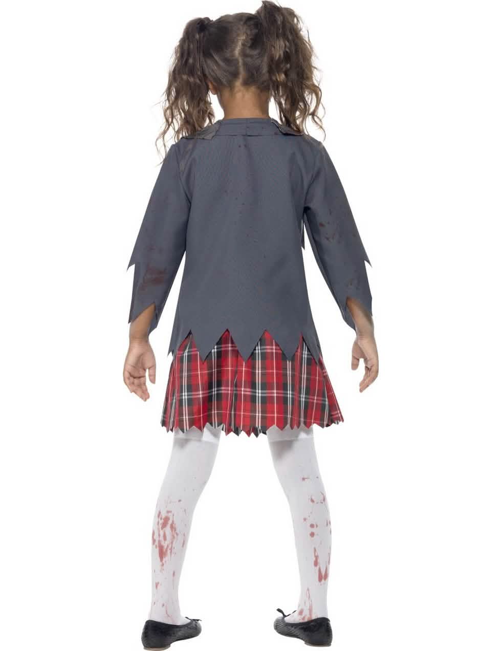 Vedere din spate a costumului de zombi de școlăriță