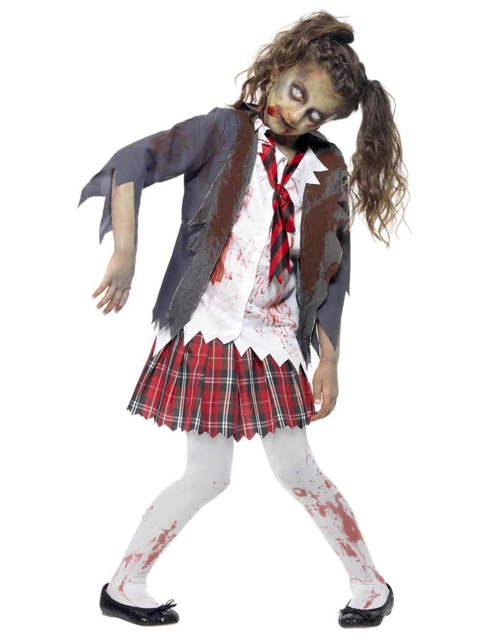 Vedere din față a costumului de zombi școlăriță