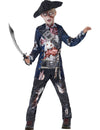 Déguisement de zombie pirate pour garçon bleu avec chapeau