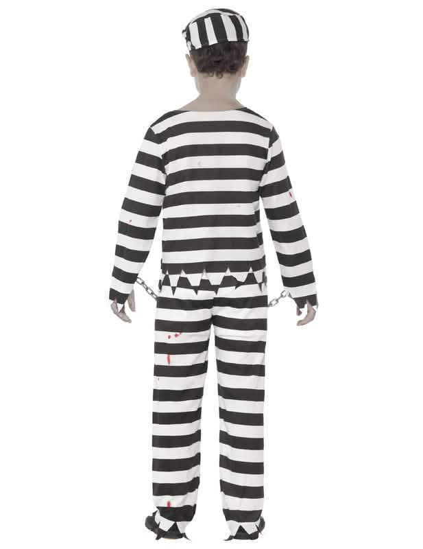 Vedere din spate a costumului de zombi prizonier băiat halloween