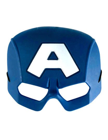 Vue de face du demi-masque Captain America pour enfant