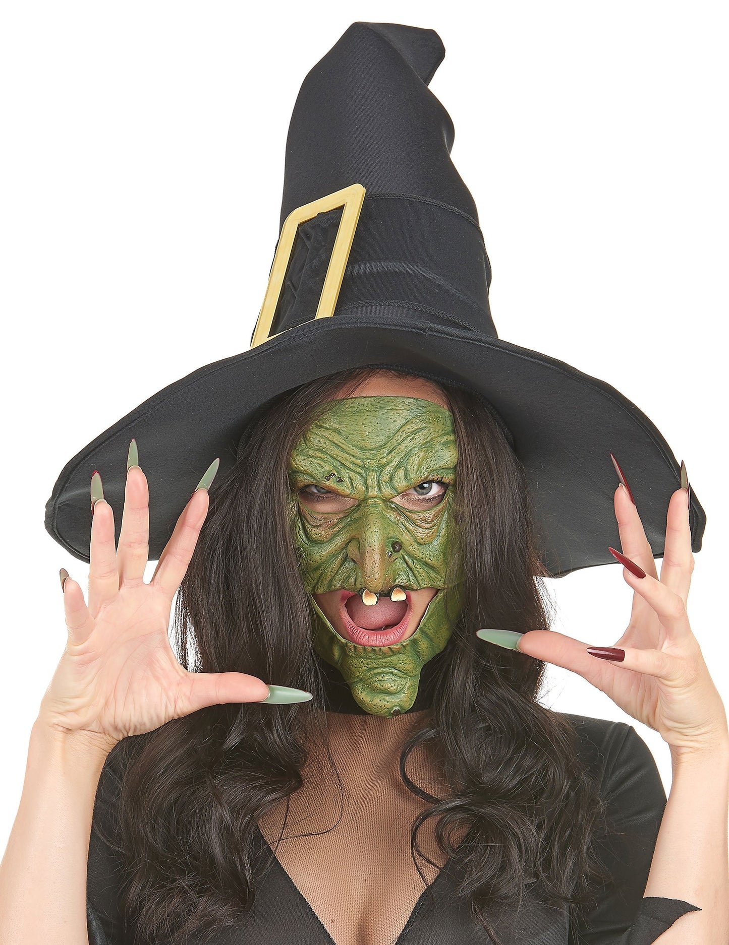 Masca de jumătate de latex nas și nunta verde menton