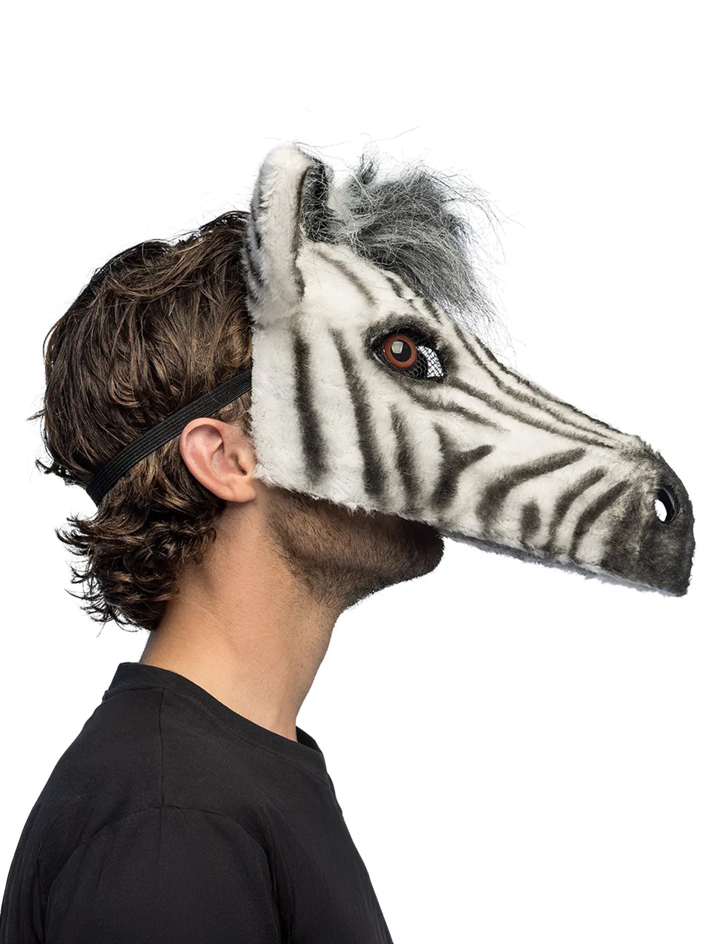 Demi-mască din pluș zebră pentru adulți 