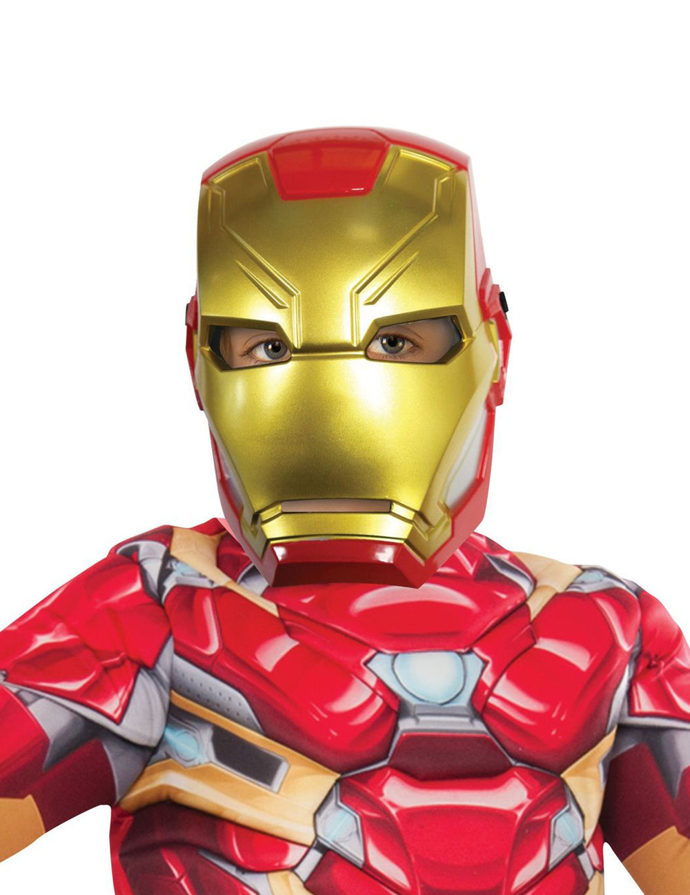 Demi-masque plastique Iron Man pour enfant rouge et doré