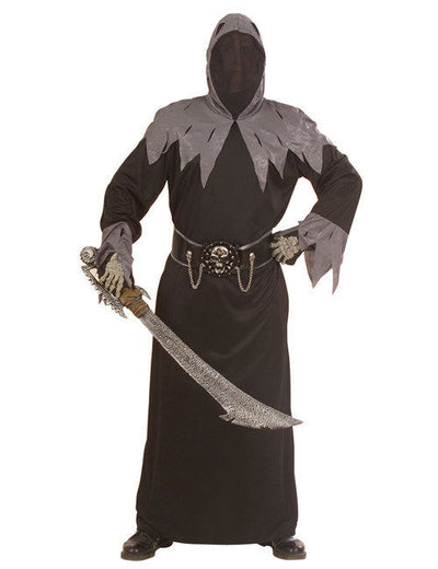 Costum de grim reaper demonic pentru copii, negru și gri, cu glugă și sabie