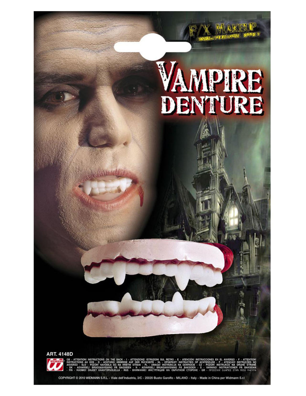 Dentier de vampire pour adulte blanc et ensanglanté