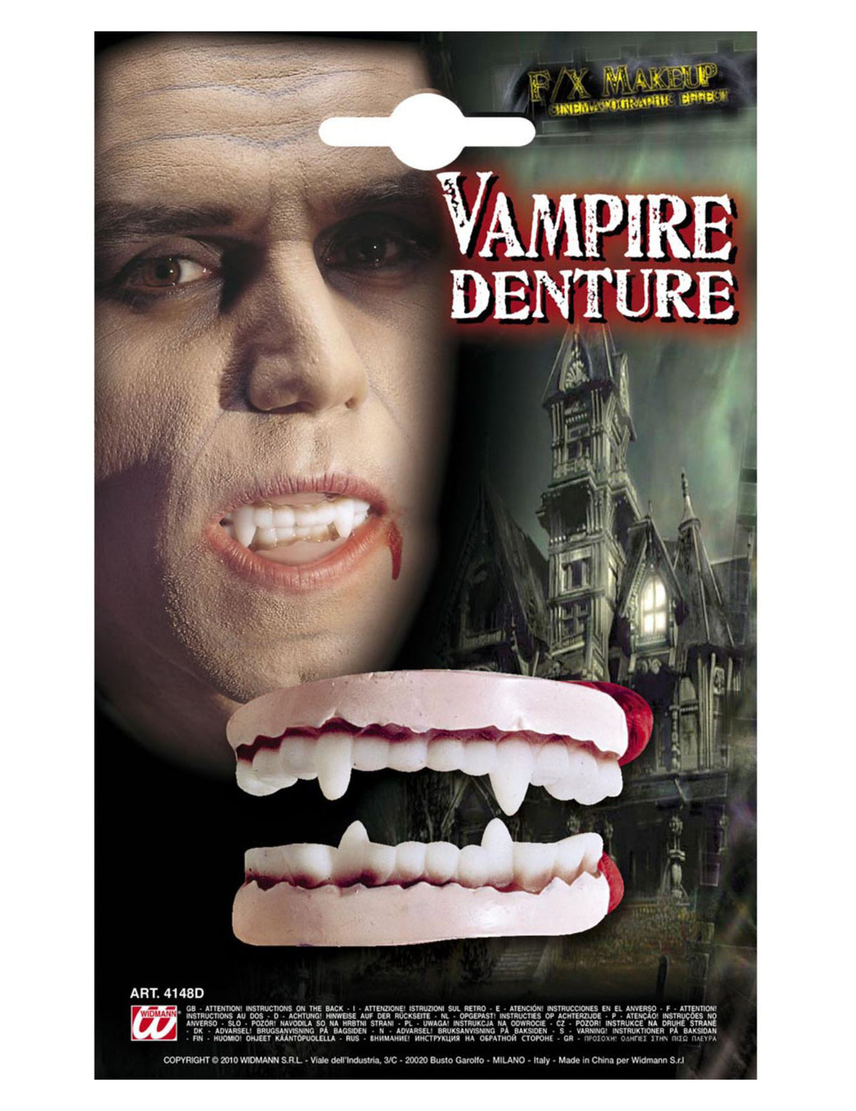 Dentier de vampire pour adulte blanc et ensanglanté