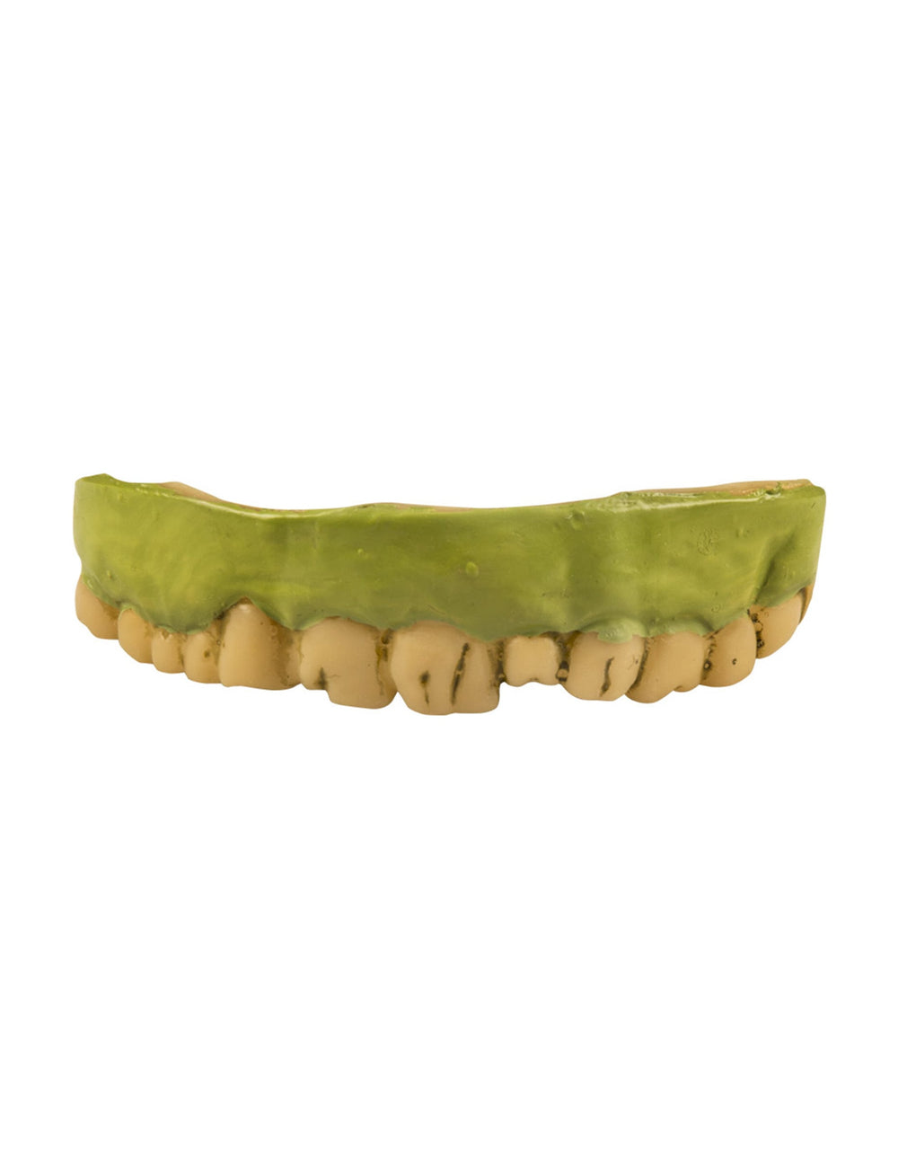 Détail des gencives vertes du dentier zombie pour adulte Halloween