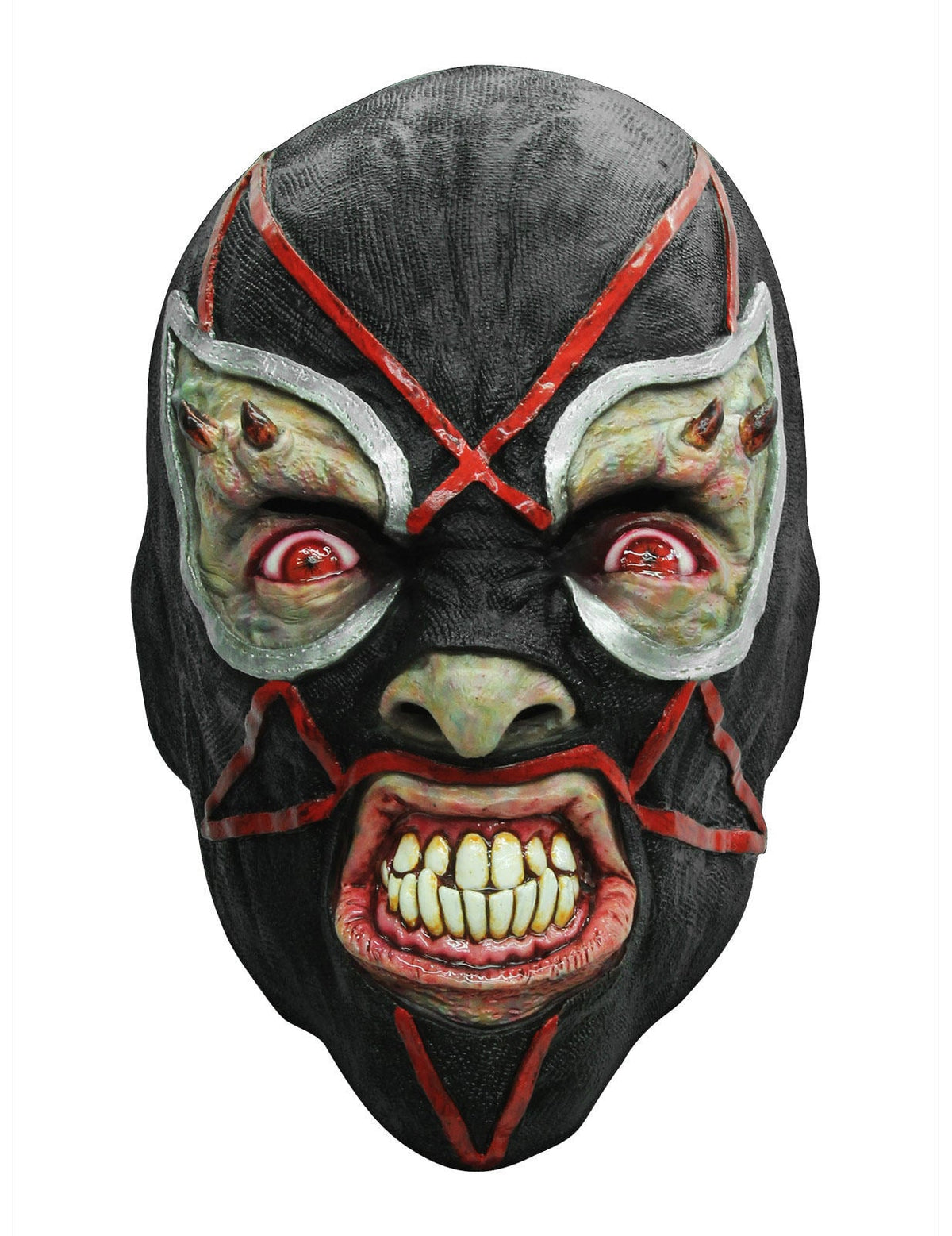 Masque latex catcheur démoniaque pour adulte noir et rouge