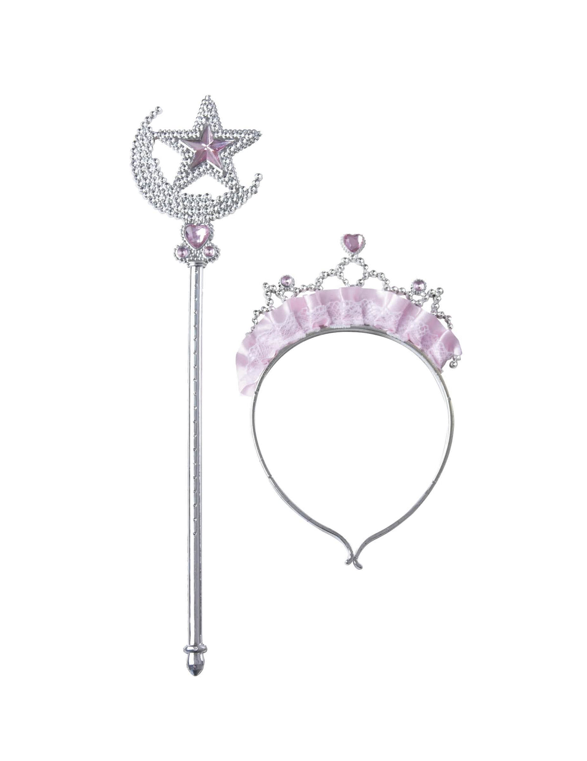 Vedere frontală a diademei și baghetei prințesei înstelate