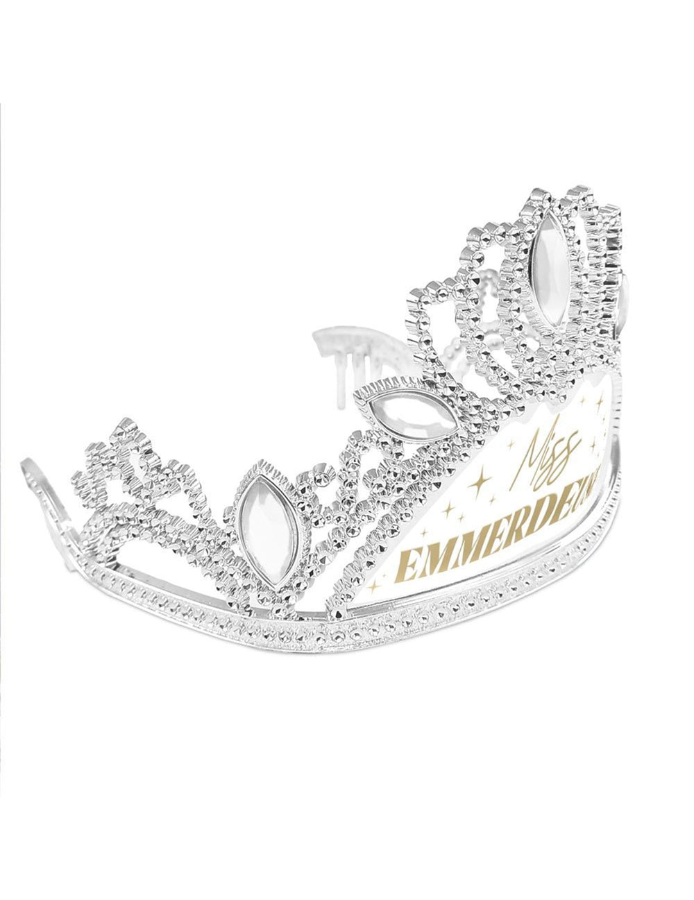 Vue de profil du diadème humoristique Miss Emmerdeuse