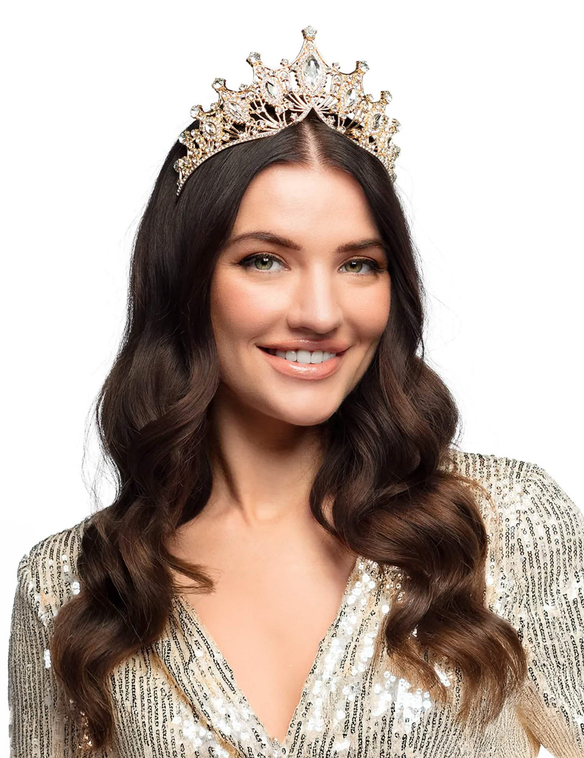 Diademă regală metalică rose gold pentru adulți