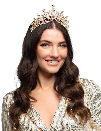 Diademă regală metalică rose gold pentru adulți