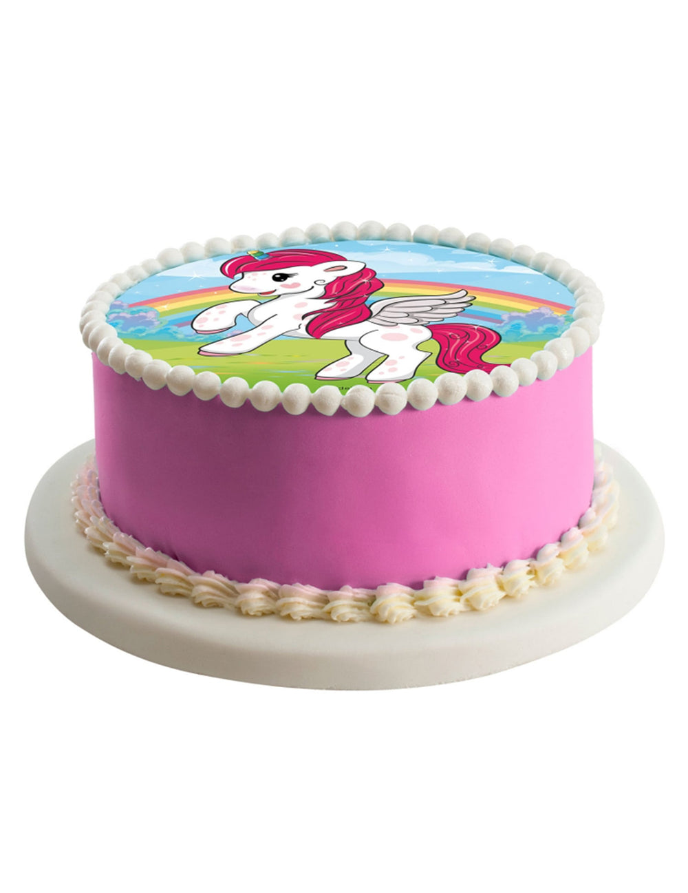 Mise en situation sur un gâteau du disque azyme Licorne