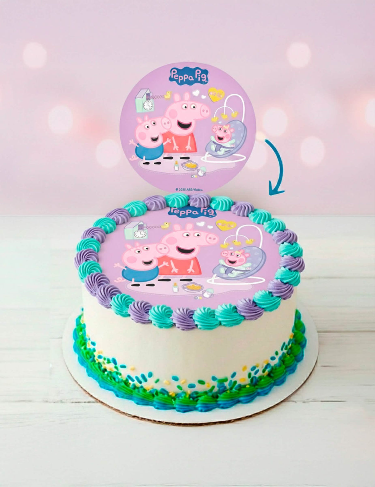 Disc din vafă pentru tort Peppa Pig™ New Baby 20 cm