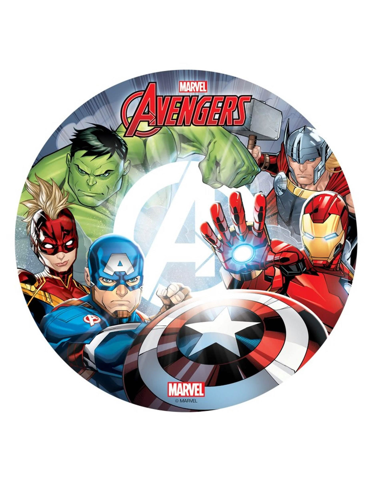 Disc de oblată The Avengers pentru copil multicolor cu Hulk Iron Man și Captain America