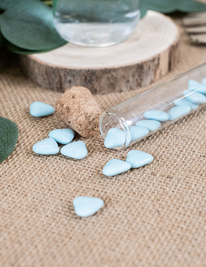 Bomboane mini inimă din ciocolată culoare albastru deschis 250 gr pentru împărtășanie 