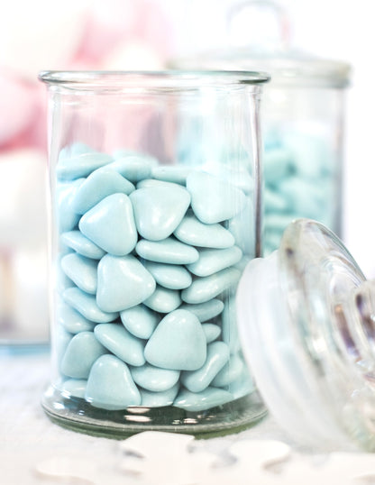 Bomboane mini inimă din ciocolată culoare albastru deschis 250 gr pentru împărtășanie 