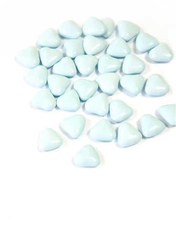 Bomboane mini inimă din ciocolată culoare albastru deschis 250 gr pentru împărtășanie 