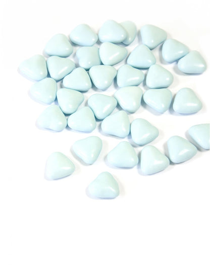 Bomboane mini inimă din ciocolată culoare albastru deschis 250 gr pentru împărtășanie 