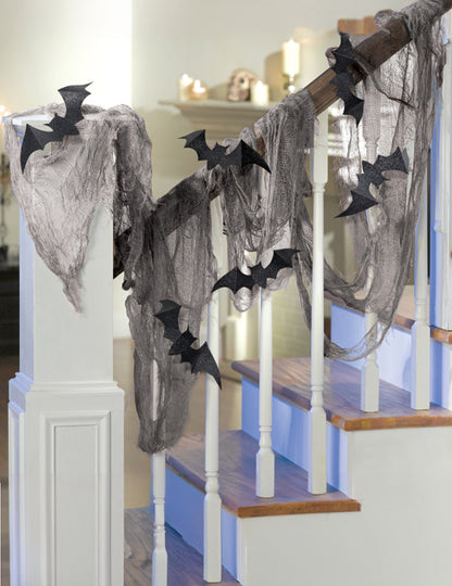 Drap chauve-souris pour décoration d'Halloween gris et noir
