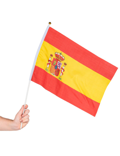 Drapeau d'Espagne pour supporter rouge et jaune avec blason