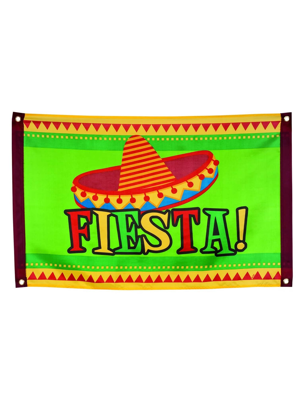 Drapel mexican pentru petrecere verde cu sombrero și inscripția Fiesta