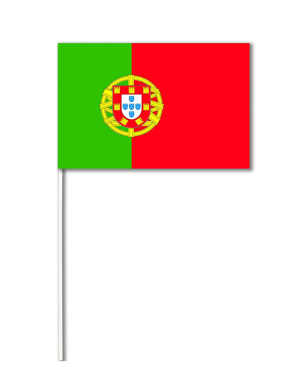 Drapel de hârtie portugalia pentru suporter verde și roșu pe tijă