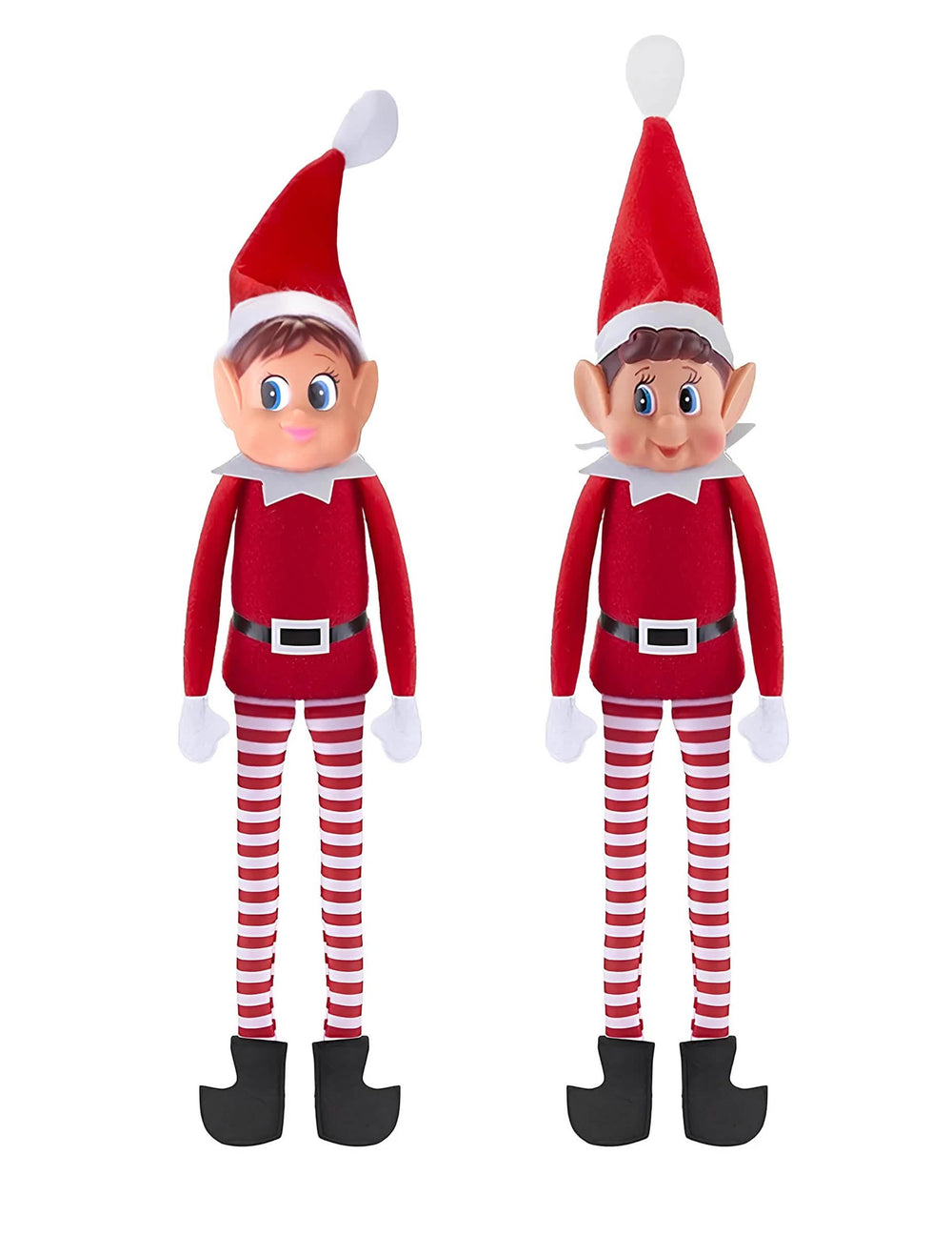 Duo de spiriduși poznași de crăciun Elvie și Elfie pentru copil roșu și alb cu dungi