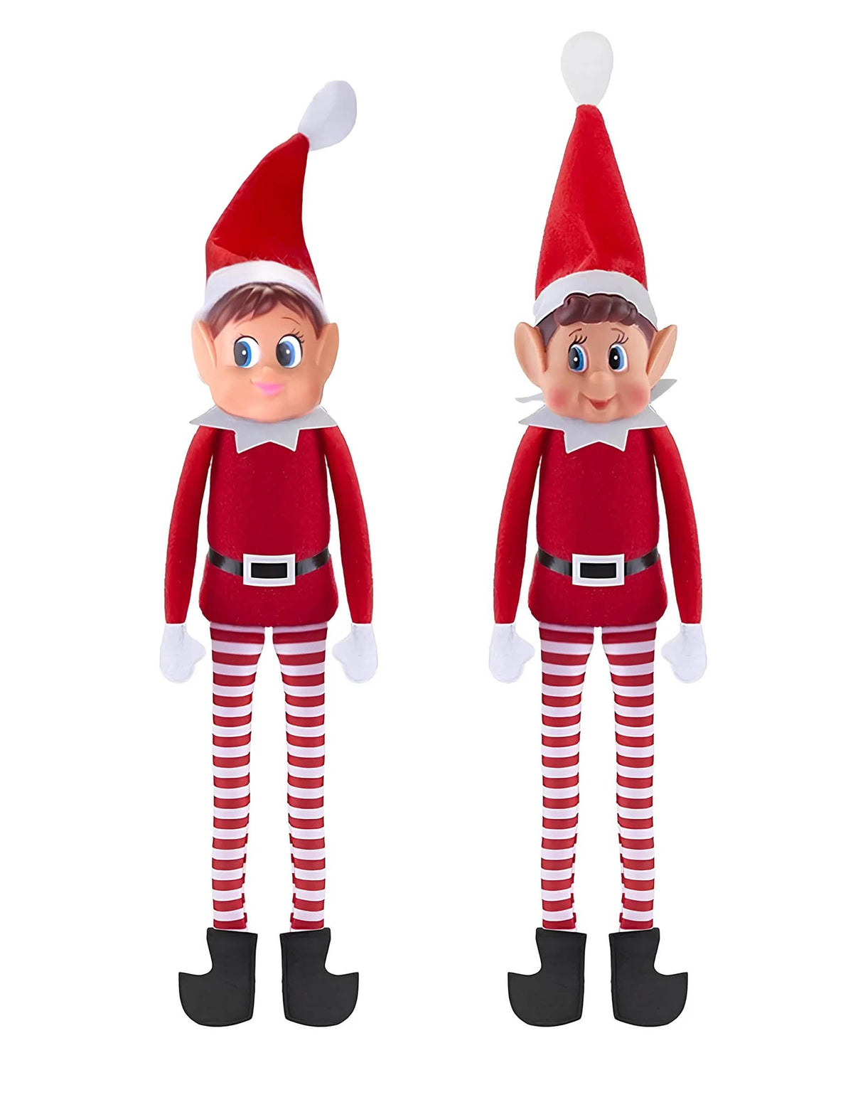 Duo de spiriduși poznași de crăciun Elvie și Elfie pentru copil roșu și alb cu dungi