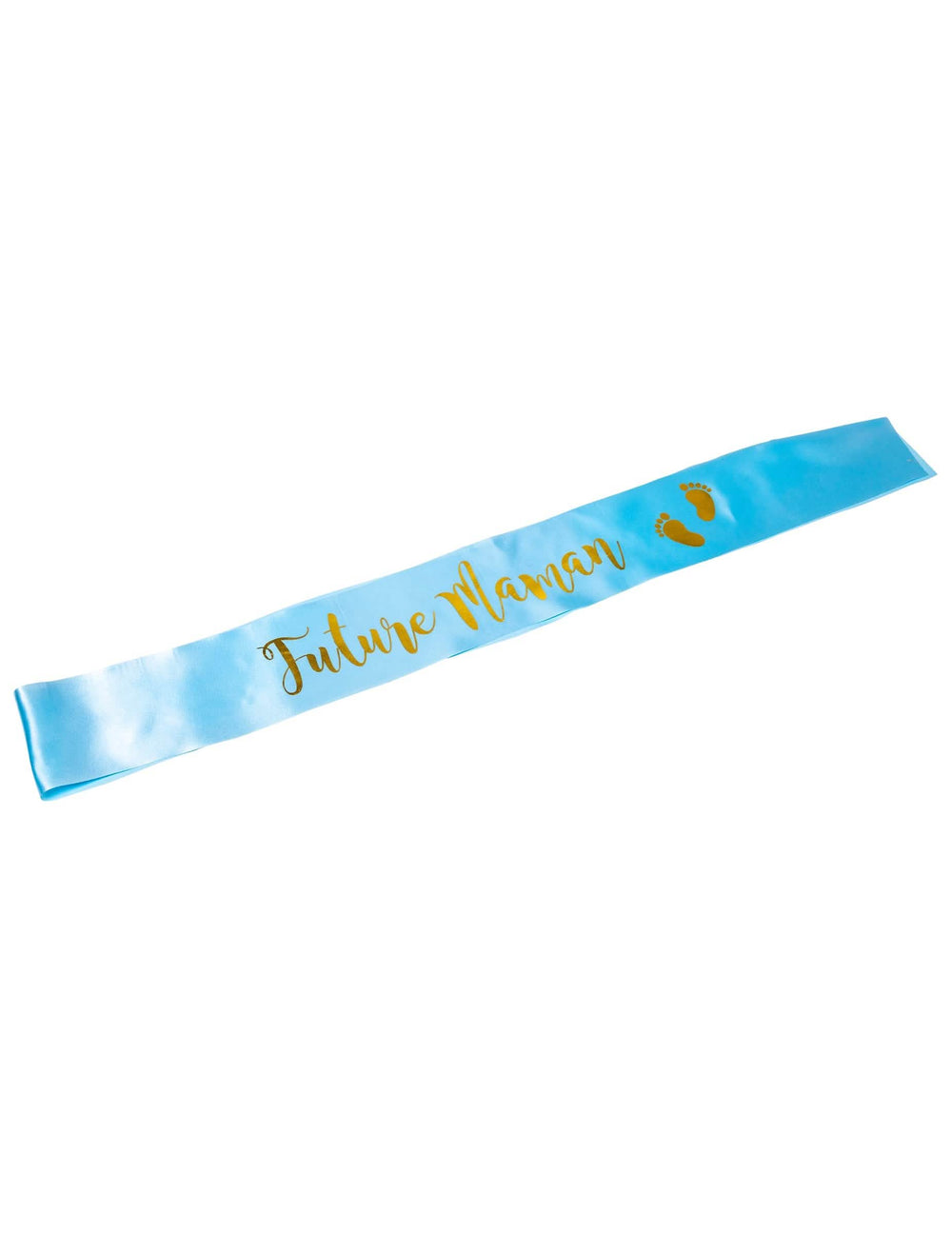 Eșarfă din satin pentru viitoarea mamă, pentru baby shower, albastră și aurie