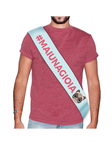 Fular albastru din satin maiunagioia 168 x 10 cm