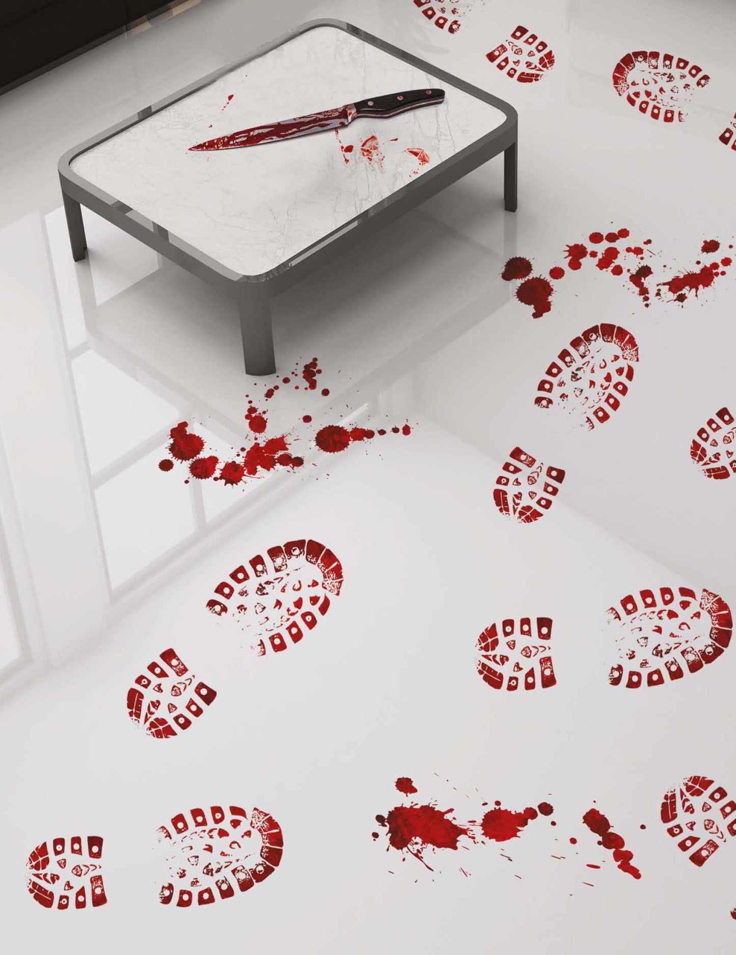 Empreintes de pas adhésives sanglantes pour Halloween rouges