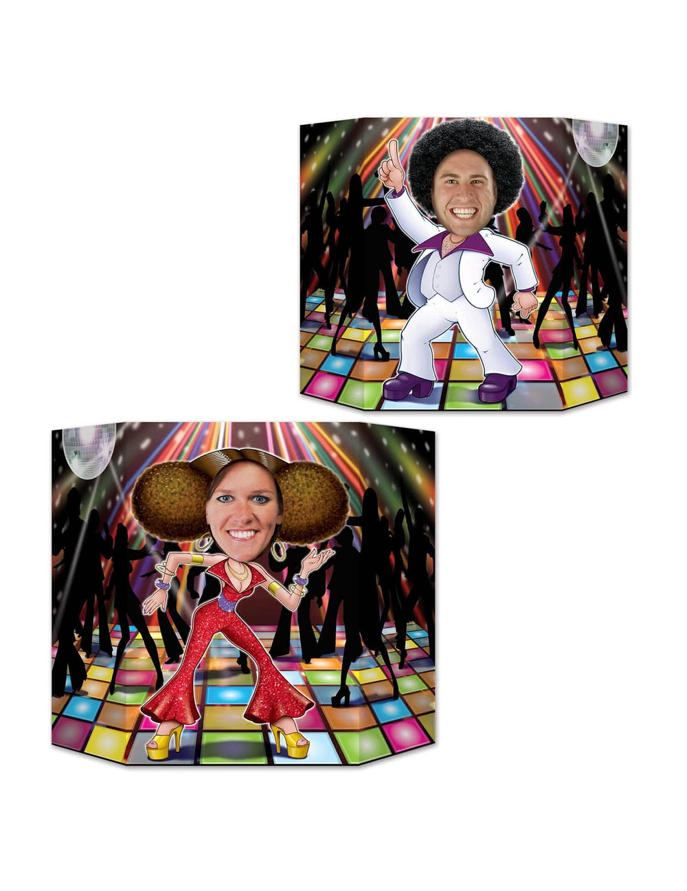 Pălărie disco pentru cuplu multicoloră cu decor de ring de dans