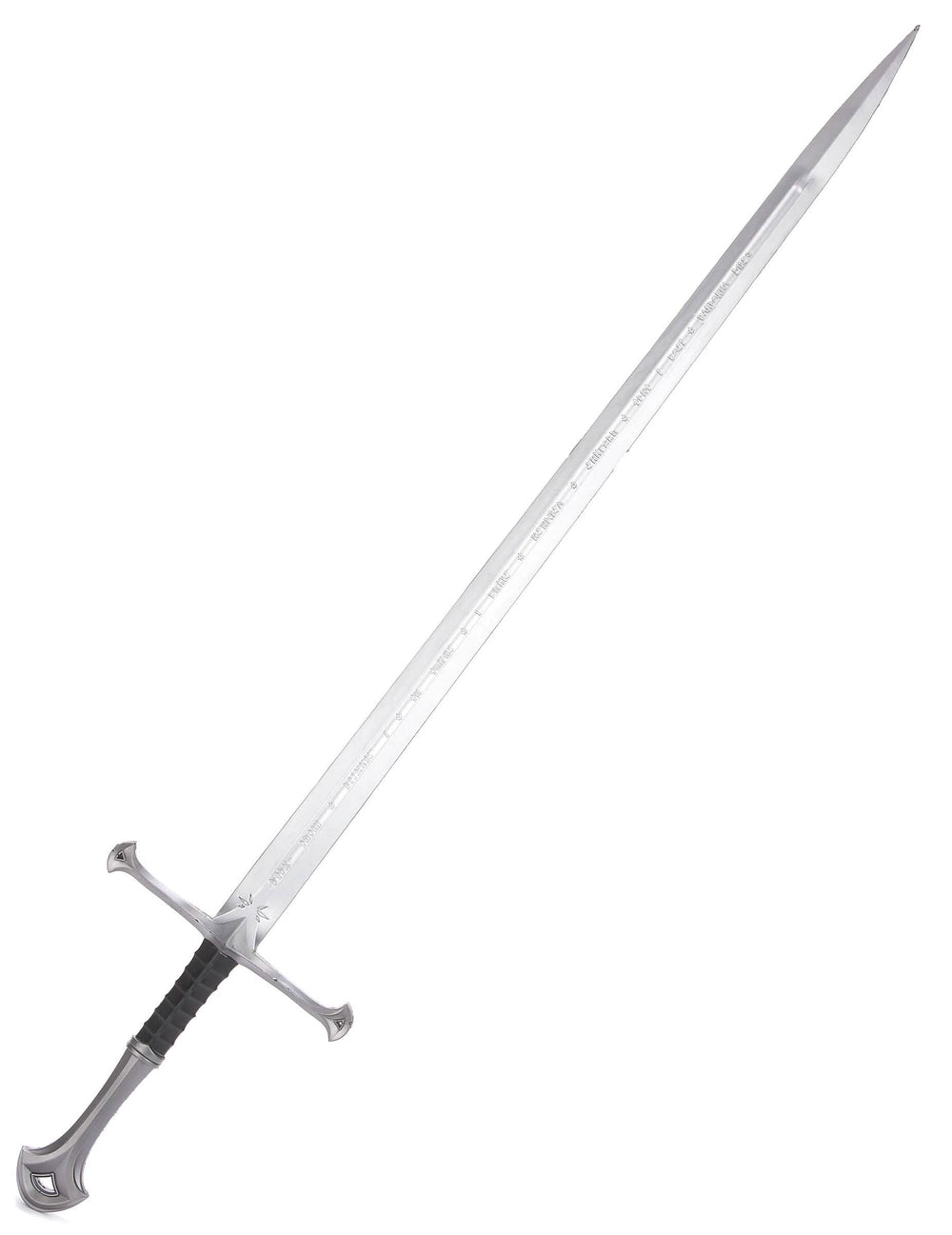 Sabie de cavaler medieval lux pentru adult argintie cu mâner negru
