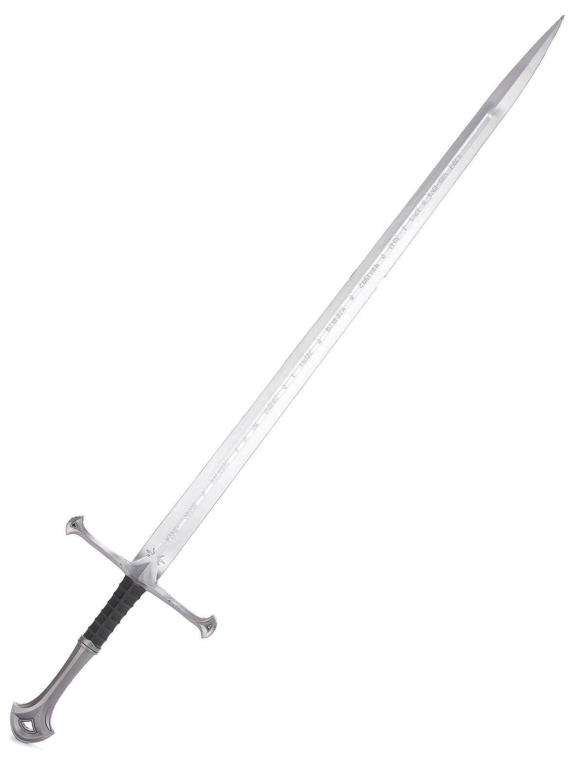 Sabie de cavaler medieval lux pentru adult argintie cu mâner negru