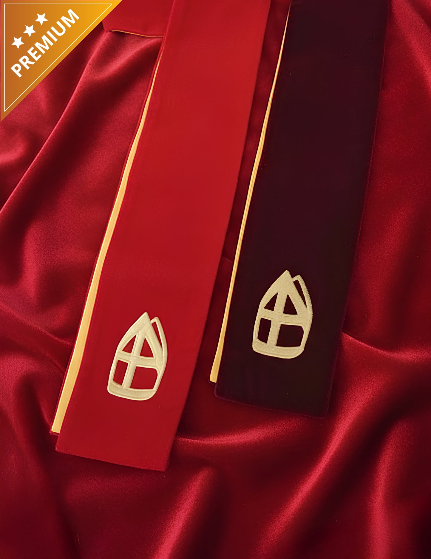 Étole de Saint-Nicolas rouge en velours luxe