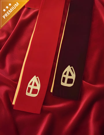 Étole de Saint-Nicolas rouge en velours luxe