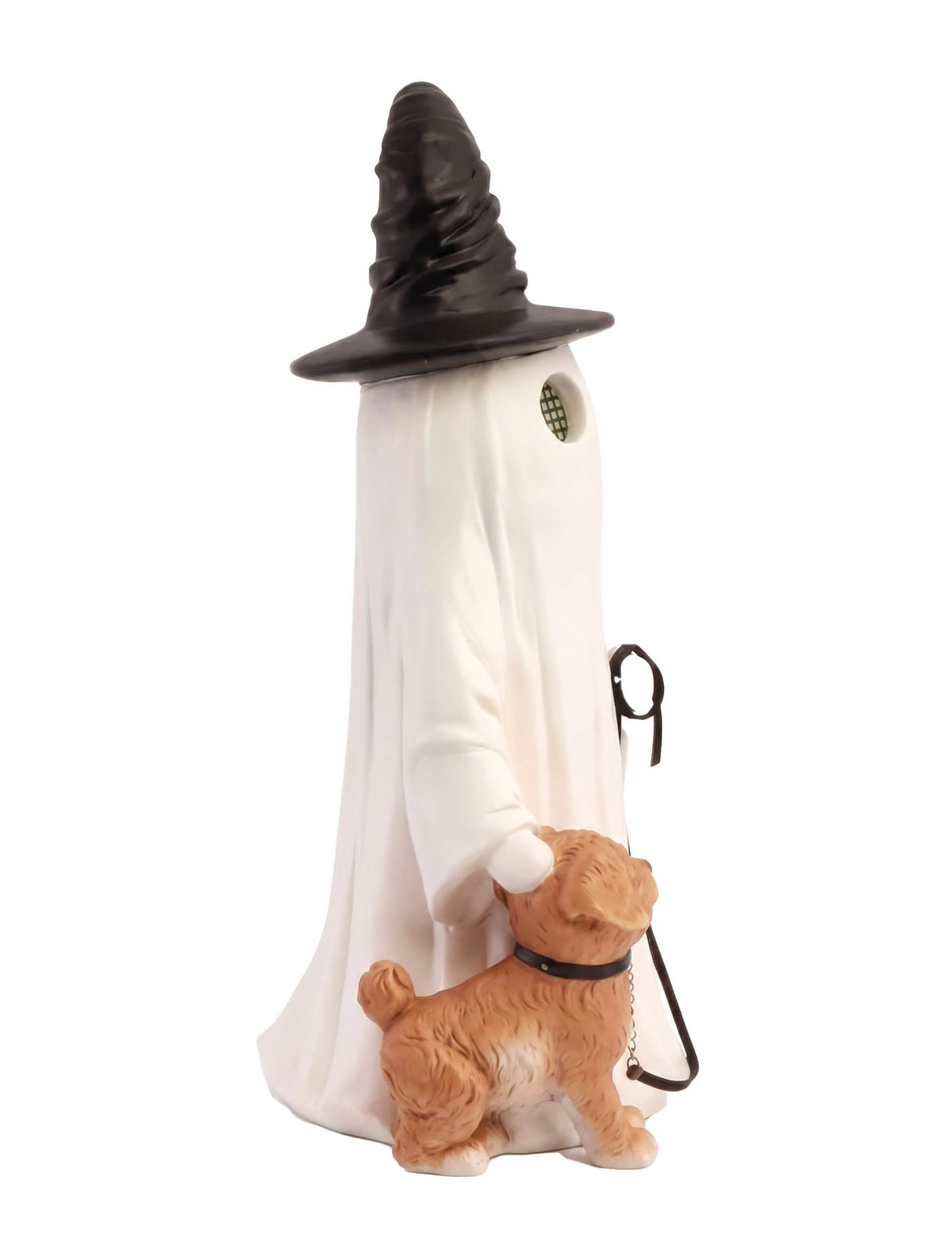 Fantôme décoratif Summerween en résine avec chapeau pointu chien et yeux LED animés 23,5 x 20 x 45,5 cm