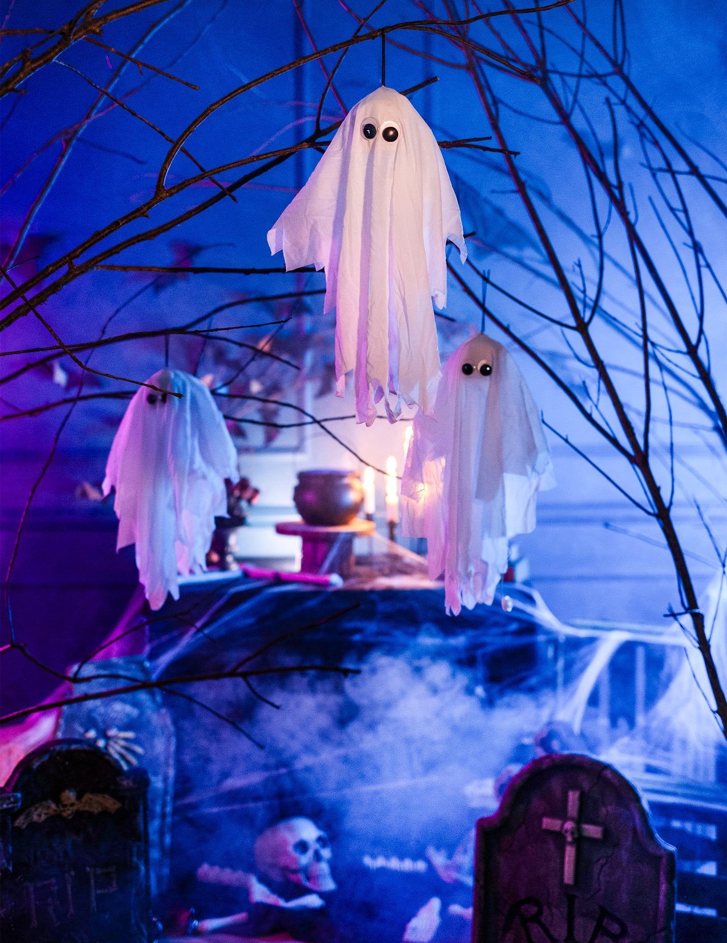 Ghost la modă pentru a atârna animat și muzical 48 cm