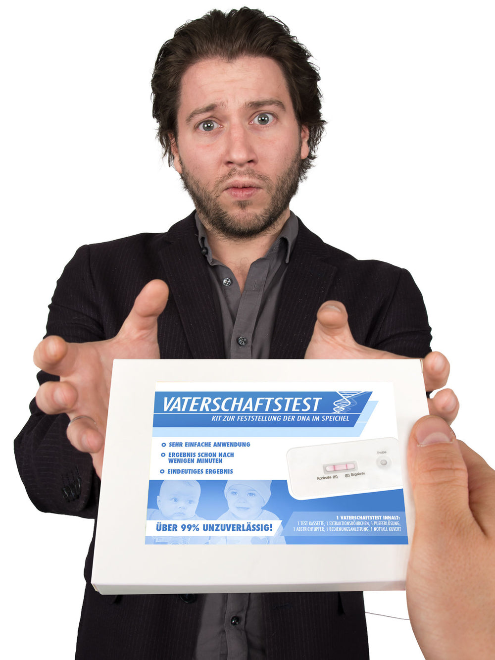 Lot de 7 tests de paternité farce et attrape pour adulte bleu et blanc