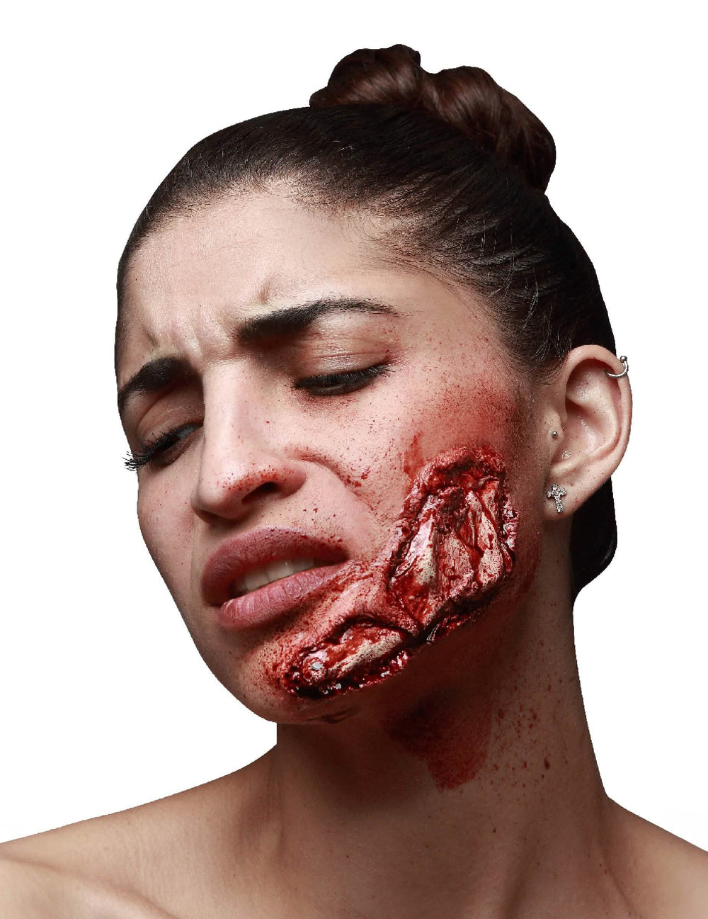 Rănire falsă, maxilar aparent halloween pentru adult roșu și sângeroasă