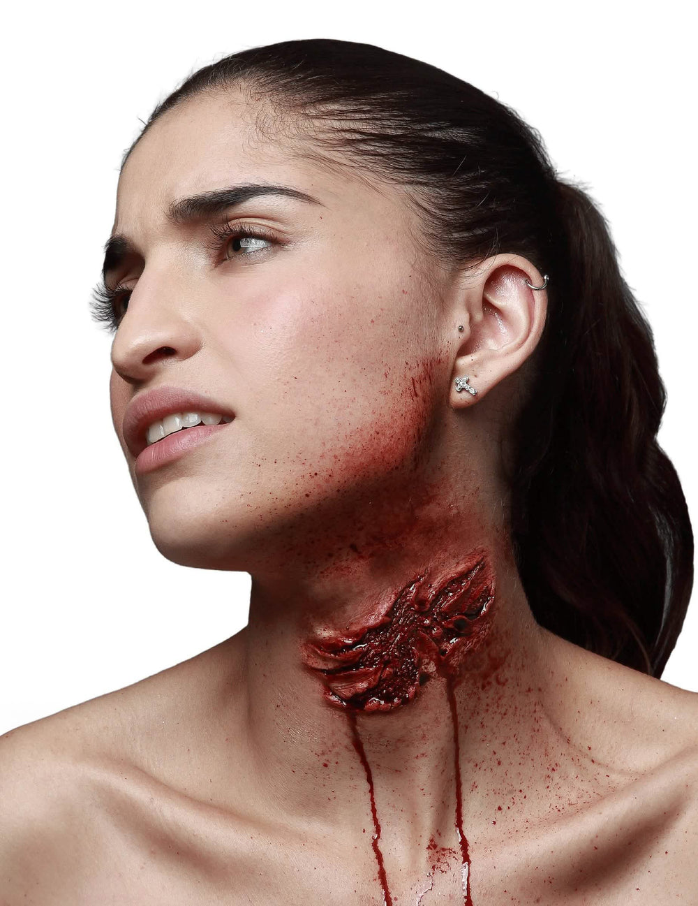 Rană falsă de mușcătură de zombi, însângerată, pentru gât, pentru adult