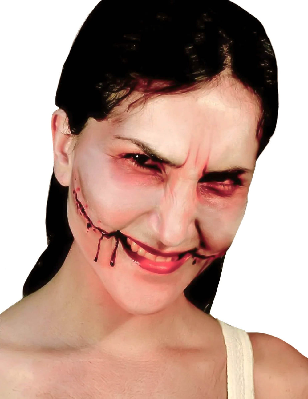 Rană falsă zâmbetul îngerului halloween pentru adult roșu și însângerat