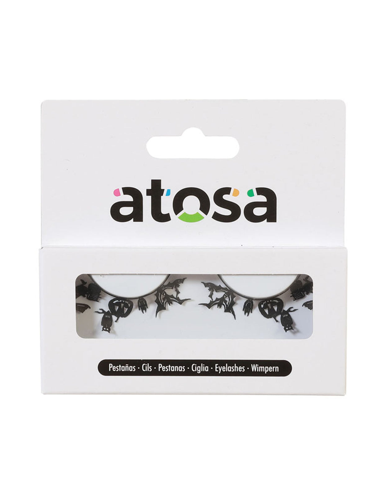 Faux cils fantaisie Halloween pour adulte noirs avec motifs chauves-souris et citrouilles