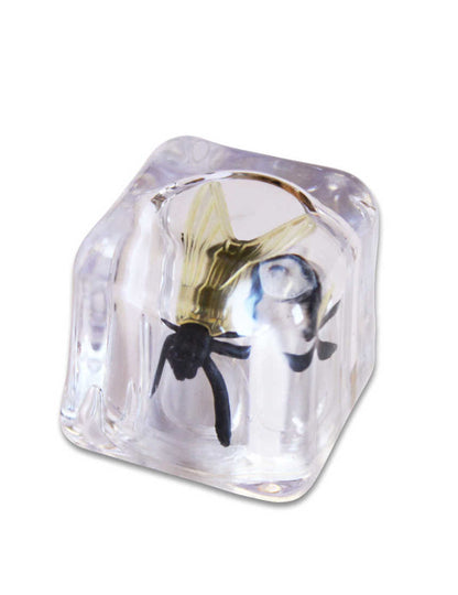 Gros plan sur la mouche du faux glaçon avec mouche farces et attrapes