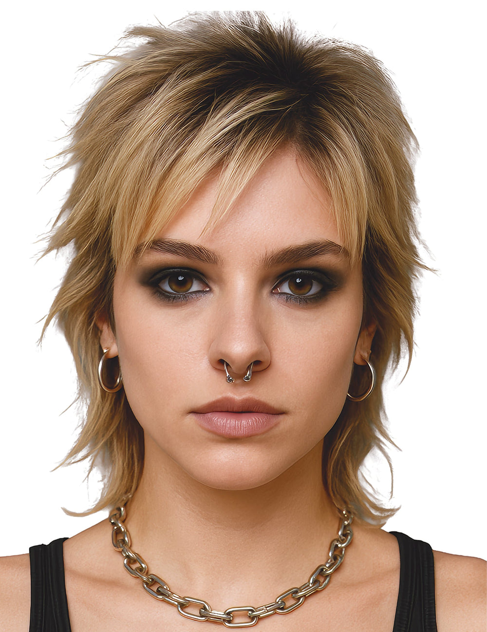 Faux piercing de nez pour adulte argenté de type septum