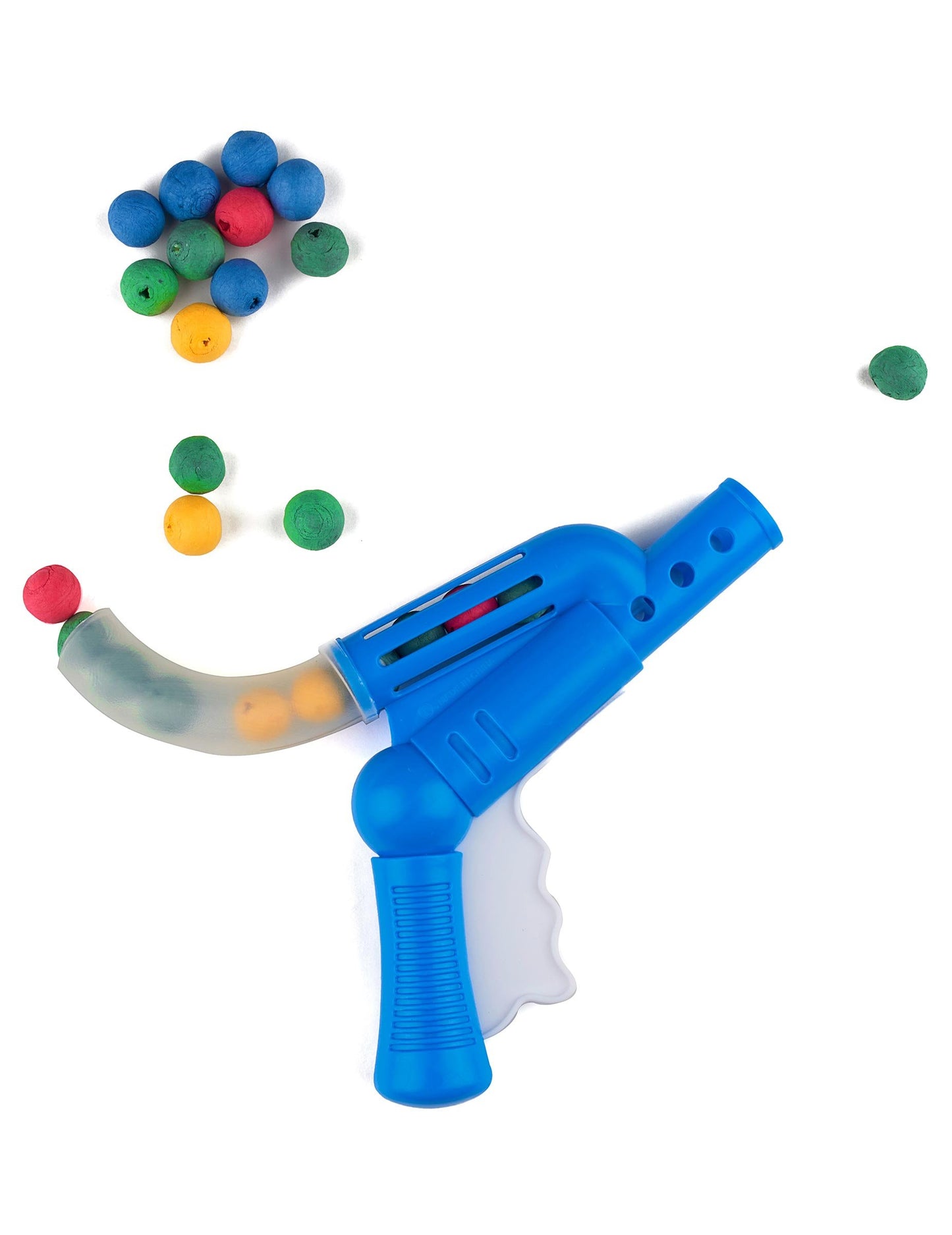 Faux pistolet avec 30 boules sarbacanes pour enfant bleu et multicolore