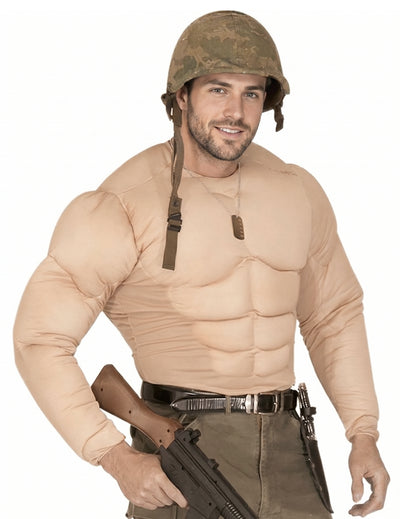Faux torse musclé militaire adulte