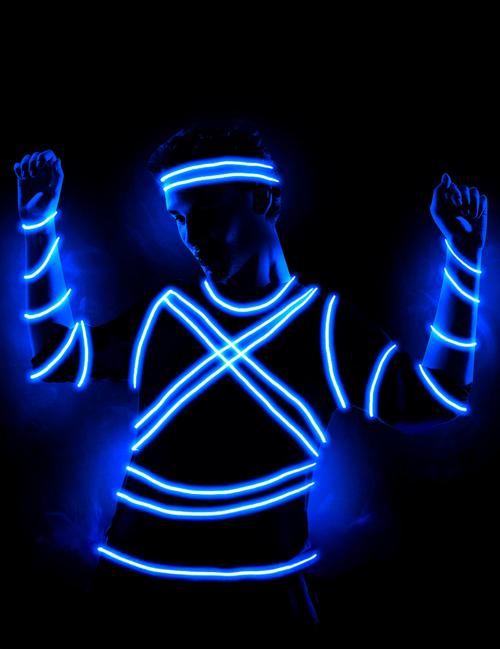 Mise en situation lumineuse du Fil LED bleu 5 m